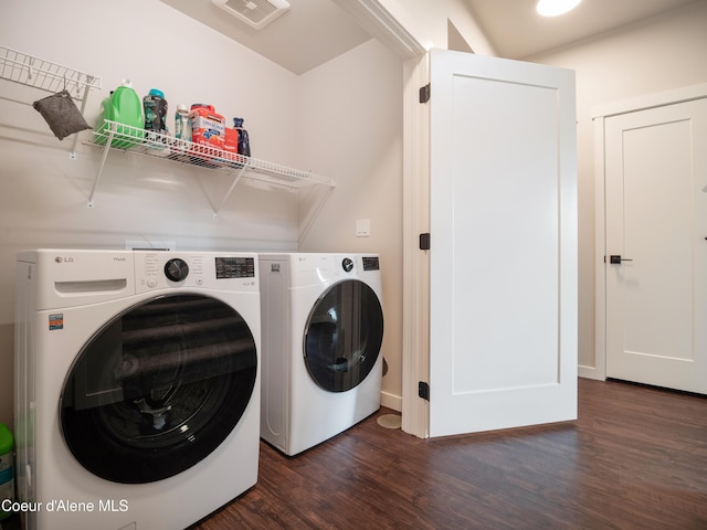 898 E Railroad Ave, Post Falls, ID 83854 - laundry room with washer and clothes dryer and dark wood-style floors