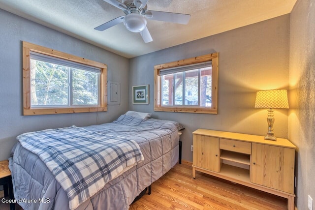 348 Kootenai Trail Rd, Naples, ID 83847 - bedroom with light wood-style floors, multiple windows, and ceiling fan