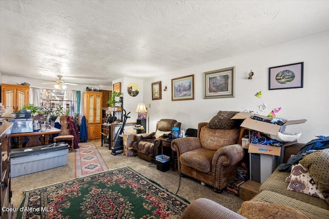 2707-2709 N 10th St, Coeur Dalene, ID 83815 - carpeted living room featuring a textured ceiling and ceiling fan