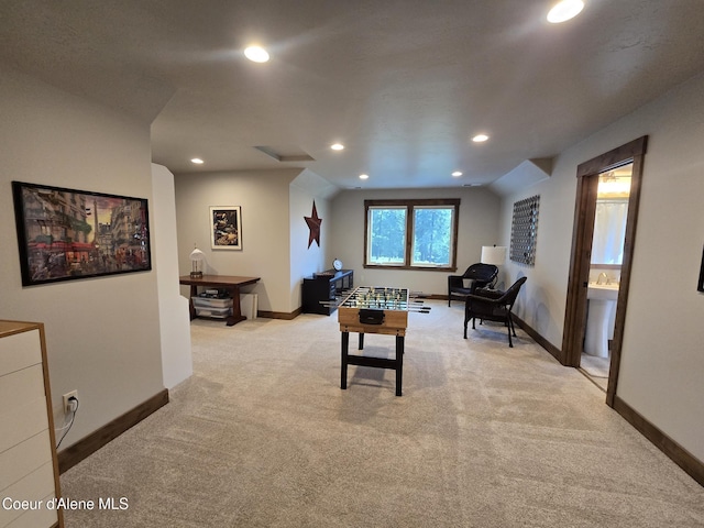 12552 N Walden Loop, Rathdrum, ID 83858 - sitting room with light carpet, baseboards, and recessed lighting