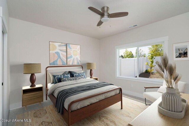 7291 N Grafton St, Coeur Dalene, ID 83815 - bedroom with baseboards and a ceiling fan