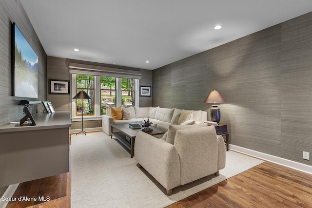 7783 S Buckrail Rd, Harrison, ID 83833 - living area with baseboards, wood finished floors, and recessed lighting