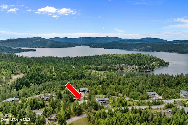 7783 S Buckrail Rd, Harrison, ID 83833 - drone / aerial view of a heavily wooded area and a water and mountain view