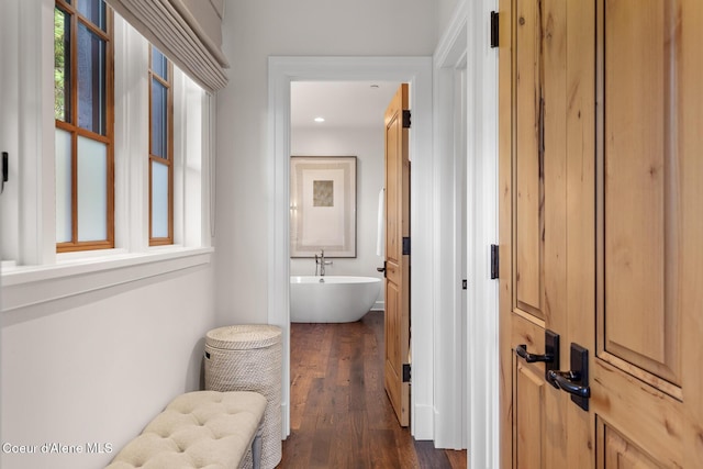 7783 S Buckrail Rd, Harrison, ID 83833 - hallway featuring dark wood-style flooring and recessed lighting