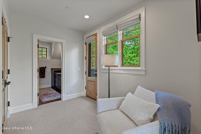 7783 S Buckrail Rd, Harrison, ID 83833 - sitting room with carpet, baseboards, and recessed lighting