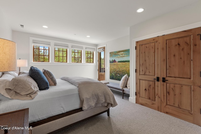 7783 S Buckrail Rd, Harrison, ID 83833 - carpeted bedroom featuring recessed lighting and access to exterior