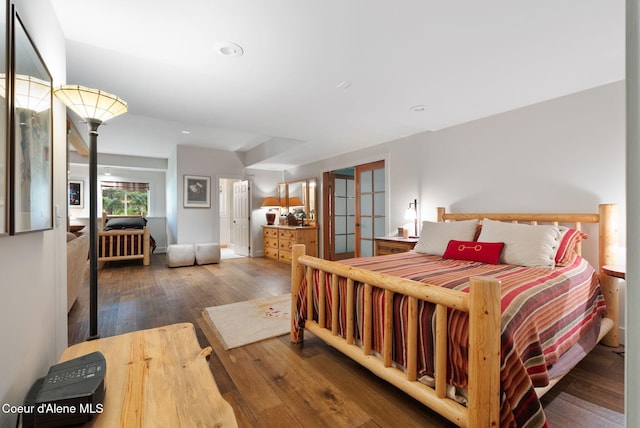 2672 Merril Martin Rd, Sagle, ID 83860 - bedroom with hardwood / wood-style floors, french doors, and recessed lighting