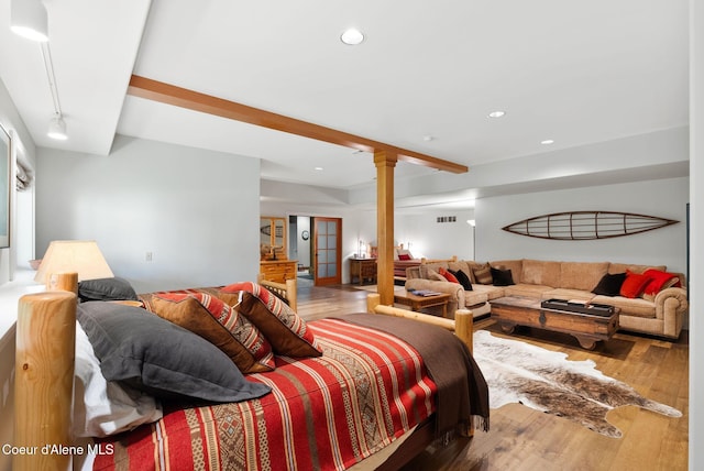 2672 Merril Martin Rd, Sagle, ID 83860 - living area with wood finished floors, recessed lighting, and ornate columns