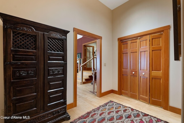 2672 Merril Martin Rd, Sagle, ID 83860 - foyer entrance with light wood-style floors, stairs, and a high ceiling