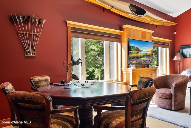 2672 Merril Martin Rd, Sagle, ID 83860 - dining space with plenty of natural light and wood finished floors