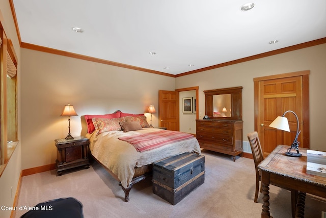 2672 Merril Martin Rd, Sagle, ID 83860 - bedroom featuring light colored carpet and crown molding