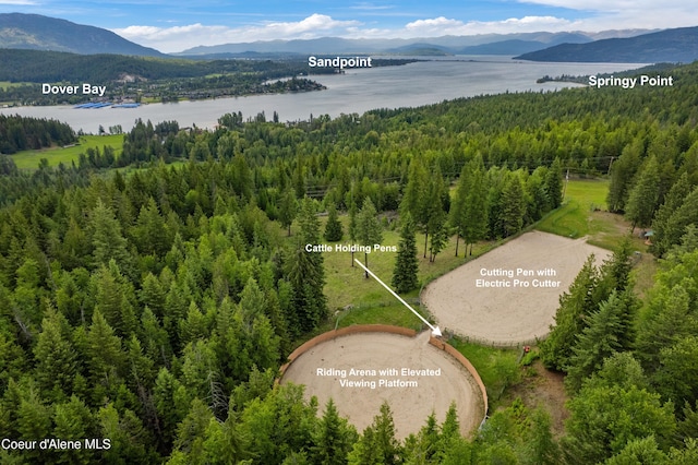 2672 Merril Martin Rd, Sagle, ID 83860 - aerial view of a water and mountain view and a heavily wooded area