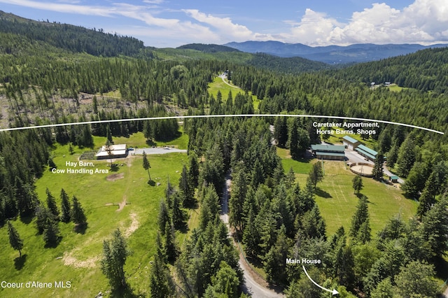 2672 Merril Martin Rd, Sagle, ID 83860 - aerial view of property's location featuring a mountainous background and property parcel outlined