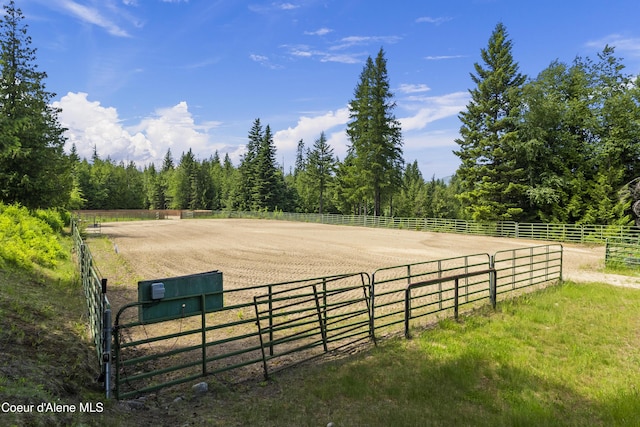 2672 Merril Martin Rd, Sagle, ID 83860 - view of yard with an outdoor riding arena, a rural view, and a forest view