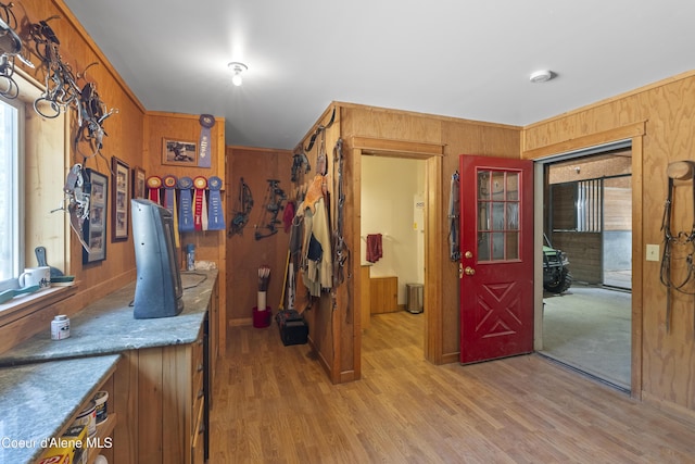 2672 Merril Martin Rd, Sagle, ID 83860 - foyer with wood walls and light wood finished floors