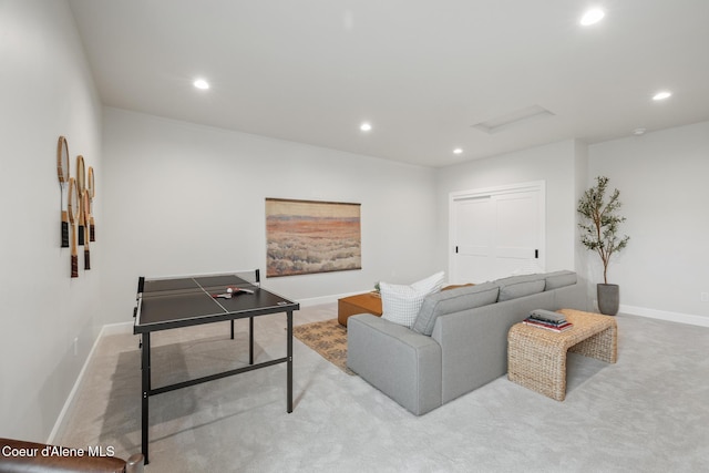 11947 N Rocking R Rd, Hayden, ID 83835 - carpeted living area featuring recessed lighting, baseboards, and attic access