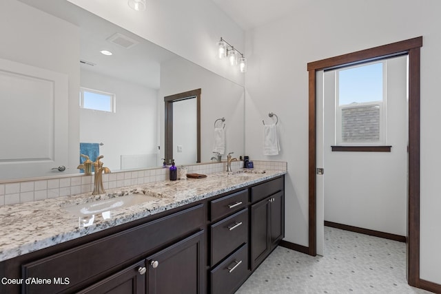 4463 E Marble Fox Ave, Post Falls, ID 83854 - full bathroom with tile patterned floors, baseboards, and double vanity