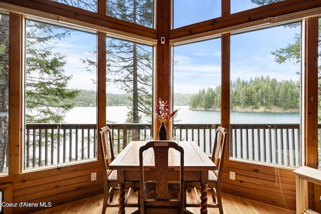7373 E Hayden Haven Rd, Hayden, ID 83835 - sunroom featuring a water view, healthy amount of natural light, and a wooded view