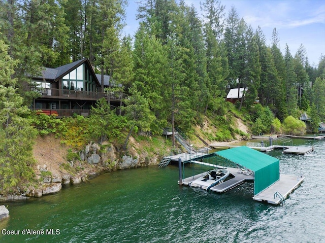 7373 E Hayden Haven Rd, Hayden, ID 83835 - dock area featuring a water view and stairs