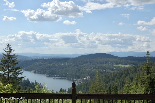 995 S Saddleback Dr, Coeur Dalene, ID 83814 - view of mountain background featuring a forest and a nearby body of water