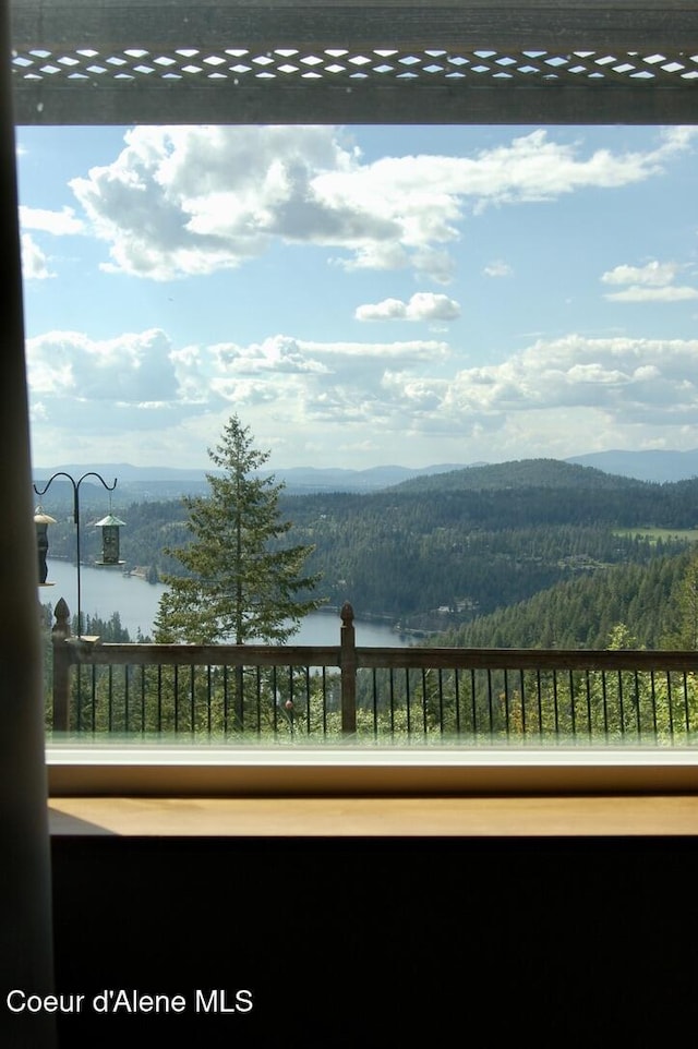 995 S Saddleback Dr, Coeur Dalene, ID 83814 - view of mountain backdrop with a heavily wooded area and a large body of water