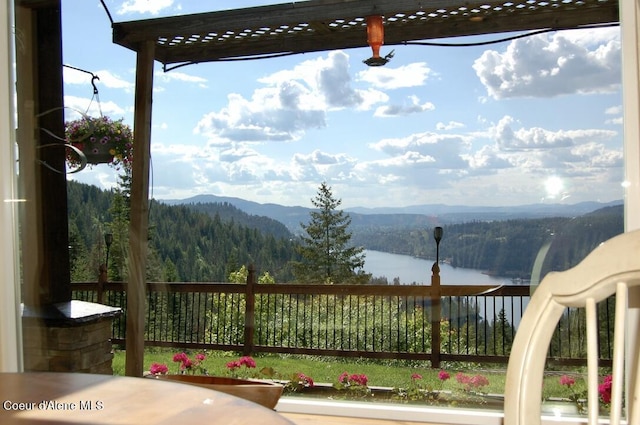 995 S Saddleback Dr, Coeur Dalene, ID 83814 - view of mountain background featuring a heavily wooded area and a nearby body of water