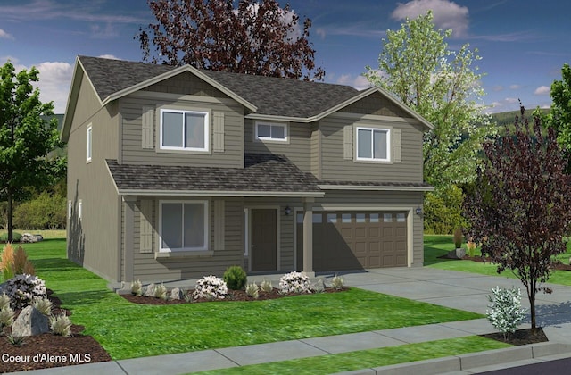 13639 N Apex Way, Hayden, ID 83835 - traditional-style house featuring concrete driveway, a garage, a front lawn, and roof with shingles