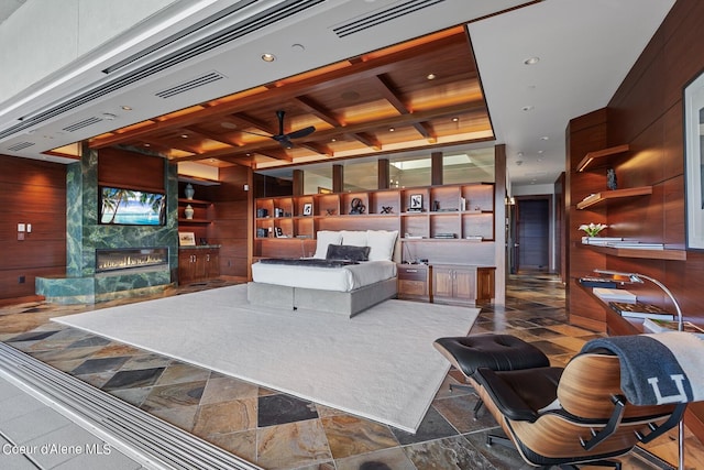 2051 S Island Green Dr, Coeur Dalene, ID 83814 - common area featuring wooden walls, beamed ceiling, and recessed lighting