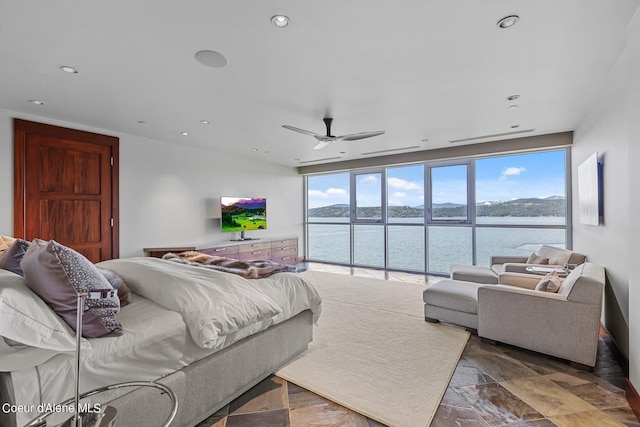 2051 S Island Green Dr, Coeur Dalene, ID 83814 - bedroom featuring access to exterior, recessed lighting, and ceiling fan