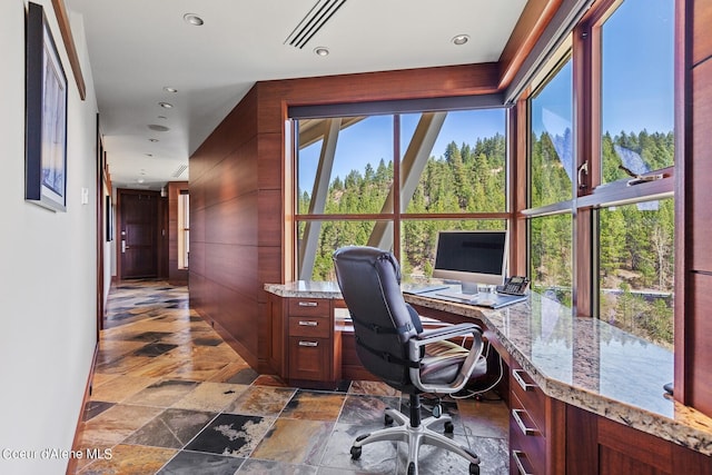 2051 S Island Green Dr, Coeur Dalene, ID 83814 - home office featuring stone tile flooring and recessed lighting