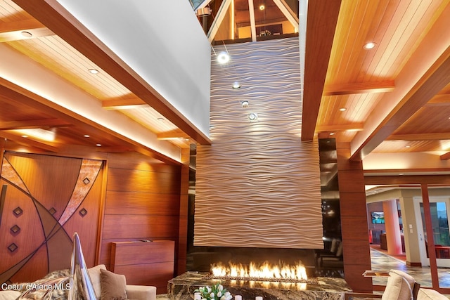 2051 S Island Green Dr, Coeur Dalene, ID 83814 - lobby featuring wood ceiling with exposed beams and recessed lighting