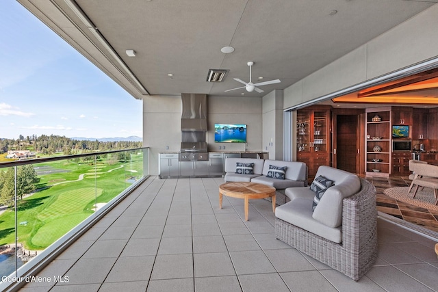 2051 S Island Green Dr, Coeur Dalene, ID 83814 - view of patio featuring a balcony, a ceiling fan, and area for grilling