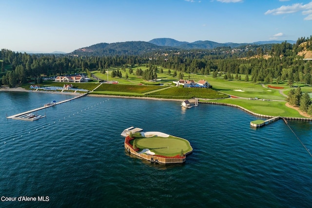 2051 S Island Green Dr, Coeur Dalene, ID 83814 - aerial view of a water and mountain view and a heavily wooded area