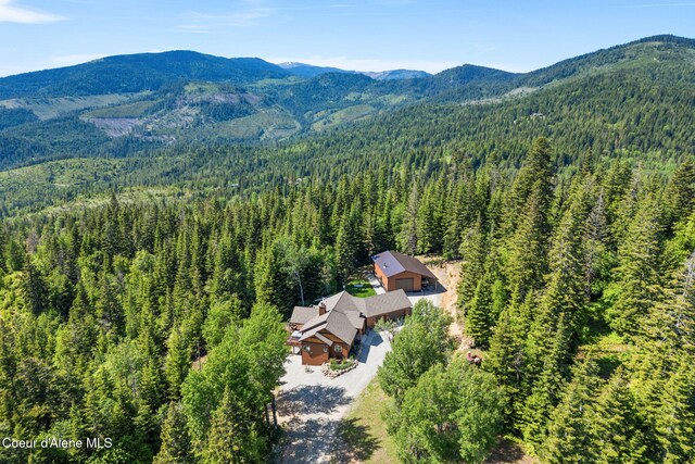 17378 N Freddi Rd, Rathdrum, ID 83858 - aerial view of property and surrounding area featuring a heavily wooded area and a mountainous background