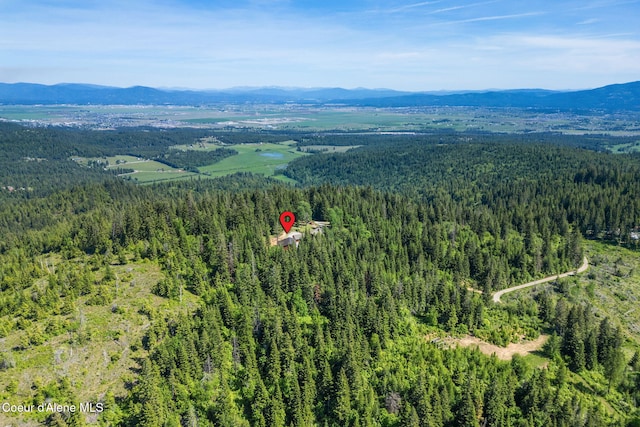 17378 N Freddi Rd, Rathdrum, ID 83858 - aerial view of property and surrounding area featuring a heavily wooded area and mountains