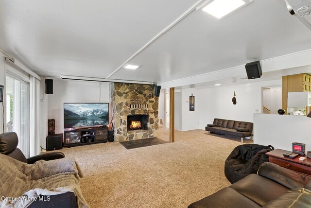 291 Comeback Bay Ln, Sagle, ID 83860 - carpeted living area featuring a fireplace