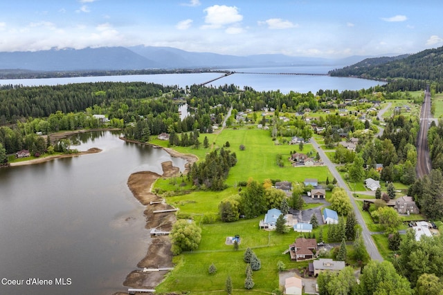 291 Comeback Bay Ln, Sagle, ID 83860 - drone / aerial view of a water and mountain view and a forest