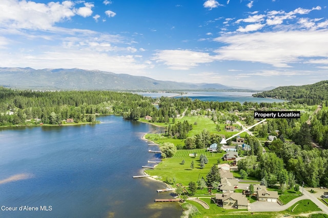 291 Comeback Bay Ln, Sagle, ID 83860 - aerial view of a water and mountain view and a forest
