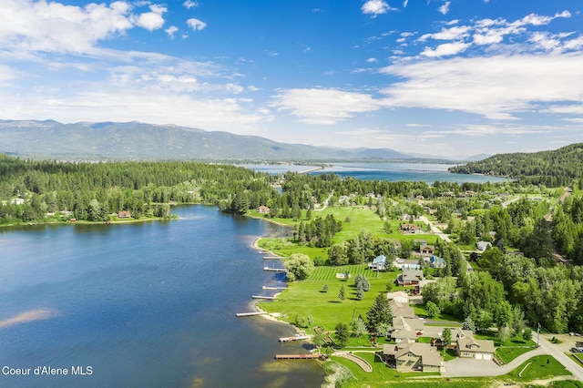 291 Comeback Bay Ln, Sagle, ID 83860 - bird's eye view of a water and mountain view and a heavily wooded area