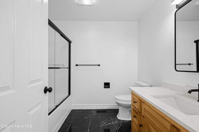 2411 W Diamond Bar Rd, Rathdrum, ID 83858 - full bath featuring vanity, marble finish flooring, and combined bath / shower with glass door