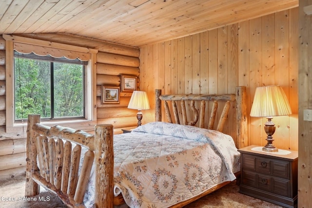 1180 Mountain View Rd, Clark Fork, ID 83811 - bedroom featuring wood ceiling and log walls