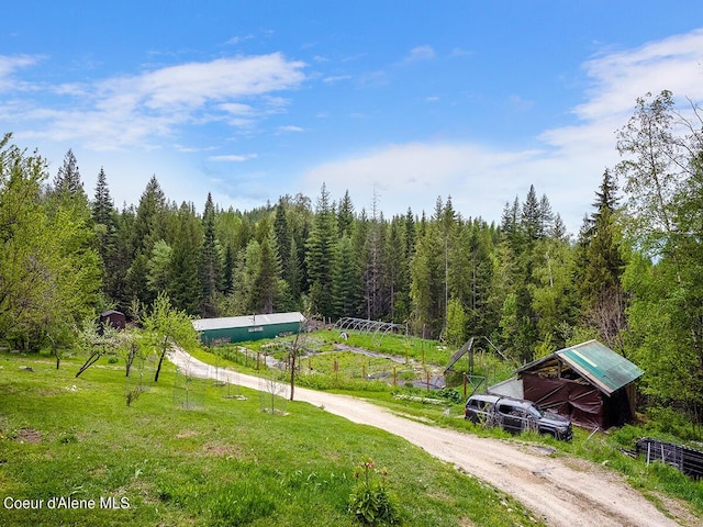 1155 Gold Creek Ridge Rd, Sandpoint, ID 83864 - view of home's community with a forest view and a lawn
