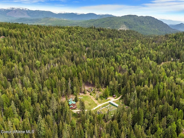 1155 Gold Creek Ridge Rd, Sandpoint, ID 83864 - drone / aerial view of a heavily wooded area and mountains