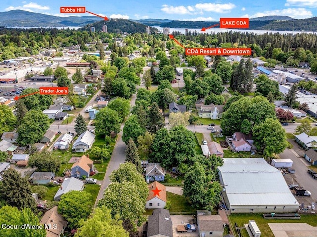 1415 N 2nd St, Coeur Dalene, ID 83814 - aerial view of property's location featuring mountains and nearby suburban area