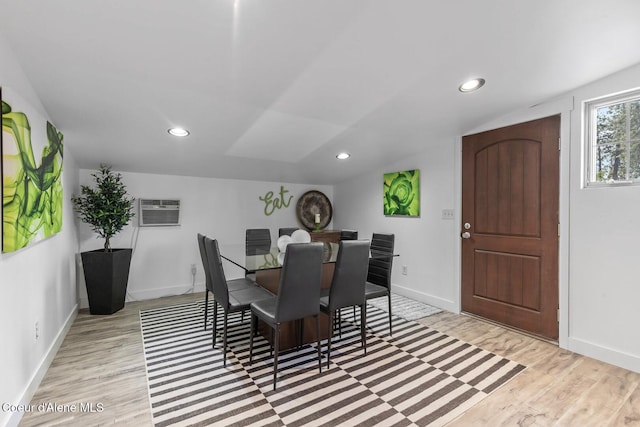 2840 W Masters Dr, Coeur Dalene, ID 83815 - dining room featuring a wall mounted AC, light wood-style flooring, baseboards, and recessed lighting