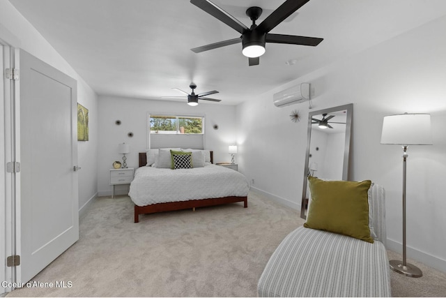 2840 W Masters Dr, Coeur Dalene, ID 83815 - bedroom with light carpet, baseboards, ceiling fan, and a wall unit AC