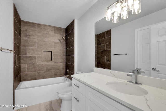 2230 N Methow Ct, Post Falls, ID 83854 - full bathroom featuring toilet, vanity, a chandelier, and shower / washtub combination
