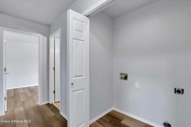 2230 N Methow Ct, Post Falls, ID 83854 - washroom featuring hookup for a washing machine, dark wood finished floors, hookup for an electric dryer, and baseboards