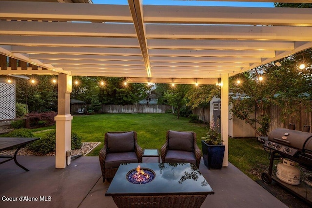 9147 N Entiate Dr, Hayden, ID 83835 - view of patio with a grill, an outdoor living space, and a pergola