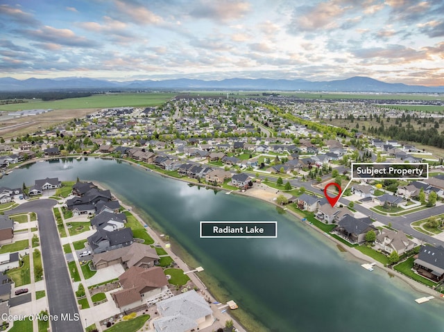 14441 N Pristine Cir, Rathdrum, ID 83858 - aerial view of property's location featuring a water and mountain view and nearby suburban area
